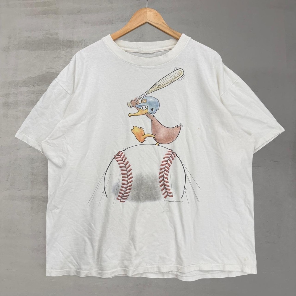 Duck Head T-Shirt White Vintage 1993 Baseball Duck Graphic XXL